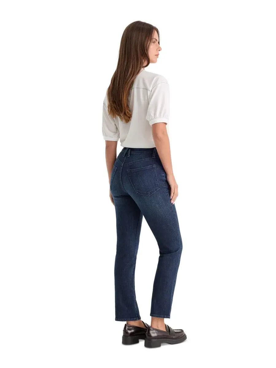 Джинсы прямого кроя Petite Mid-Rise Straight Ankle Good American — изображение 5 из 5, синий