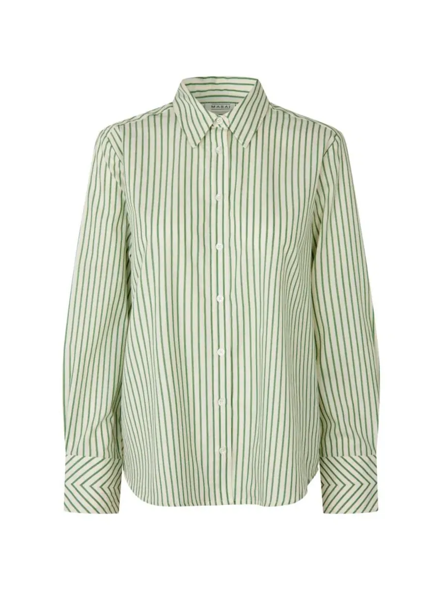 Женская рубашка Mairyelle Striped с длинным рукавом Masai Copenhagen — изображение 6 из 6, зеленый