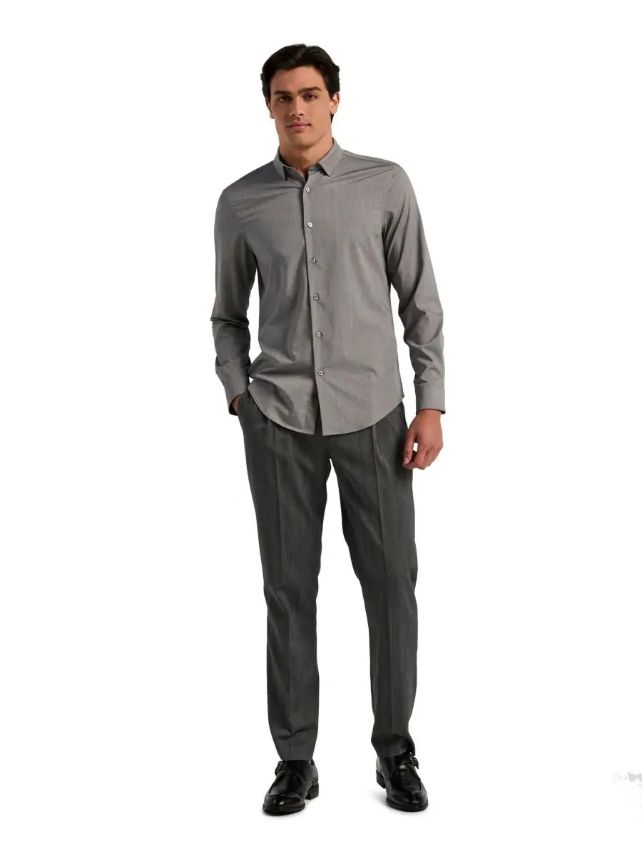 Рубашка с длинным рукавом, slim fit, Performance Twill Perry Ellis — изображение 2 из 5, магнетический