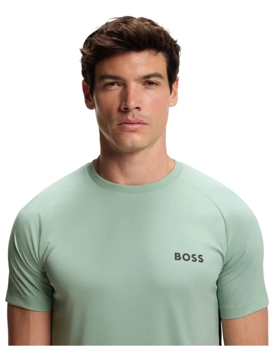 Футболка с коротким рукавом, слим-фит, с контрастным логотипом Hugo Boss — изображение 5 из 5, зеленый