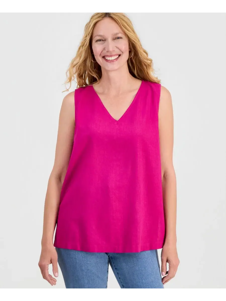 Туника без рукавов женская, модель Sleeveless Linen V-Neck Tunic Style & Co