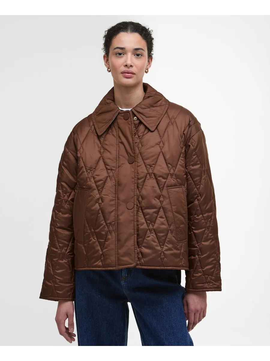 Женская стеганая куртка Bernadette с воротником Barbour, Vicuna/Hessian Tartan