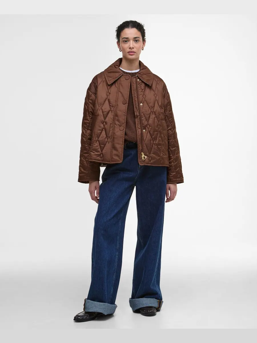 Женская стеганая куртка Bernadette с воротником Barbour, Vicuna/Hessian Tartan — изображение 3 из 8
