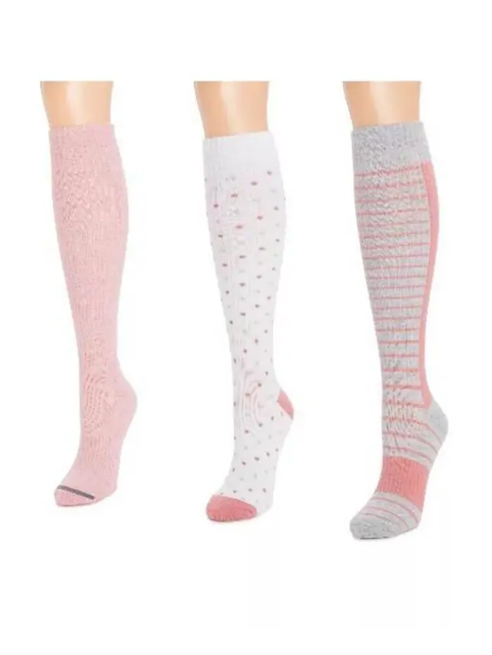 Комплект из 3 женских компрессионных хлопковых носков до колена MUK LUKS — изображение 2 из 3, пудровый розовый