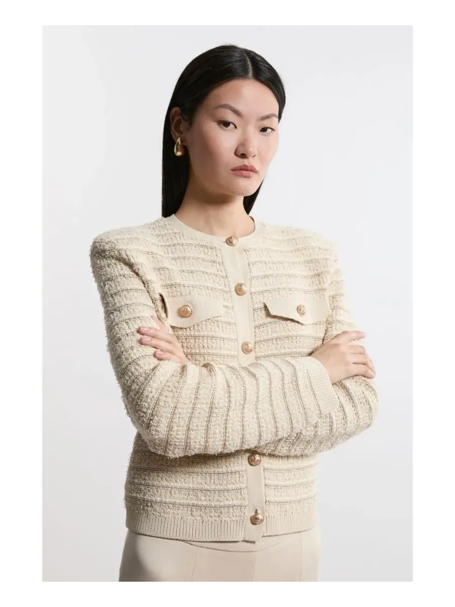 Женская трикотажная куртка с фактурной отделкой в стиле милитари Karen Millen