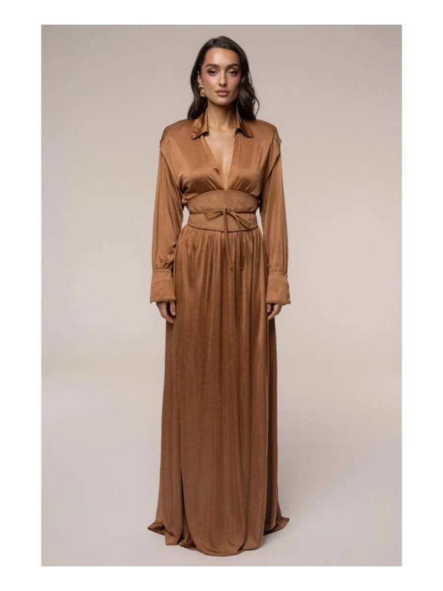 Женское длинное платье с высоким воротником JLUXLABEL