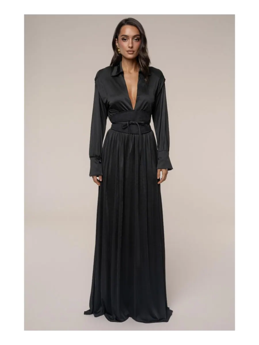Женское длинное платье с высоким воротником JLUXLABEL