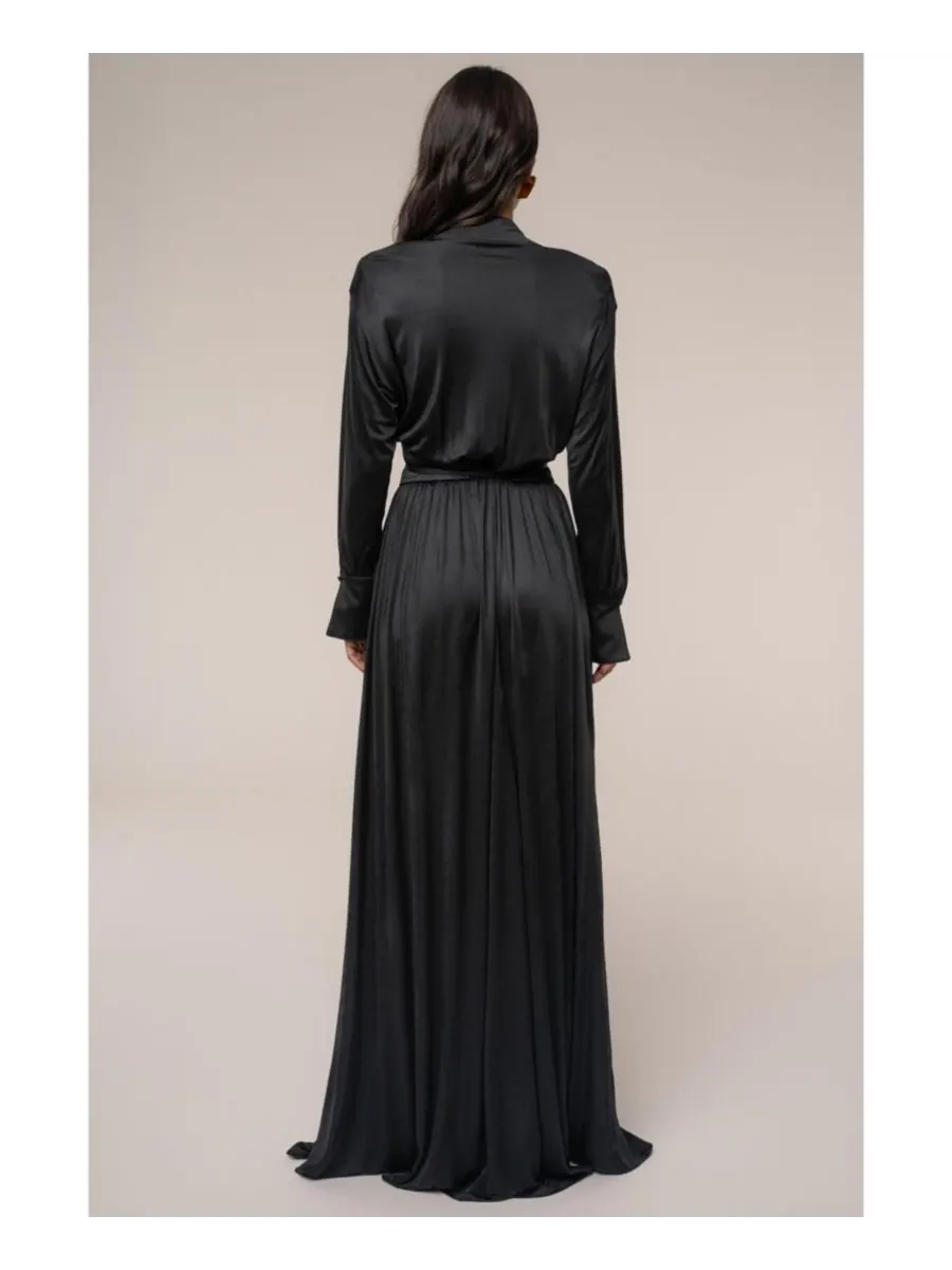 Женское длинное платье с высоким воротником JLUXLABEL — изображение 3 из 8, черный