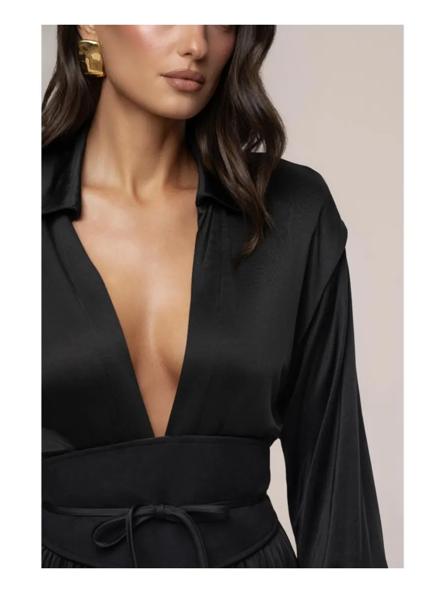 Женское длинное платье с высоким воротником JLUXLABEL — изображение 5 из 8, черный