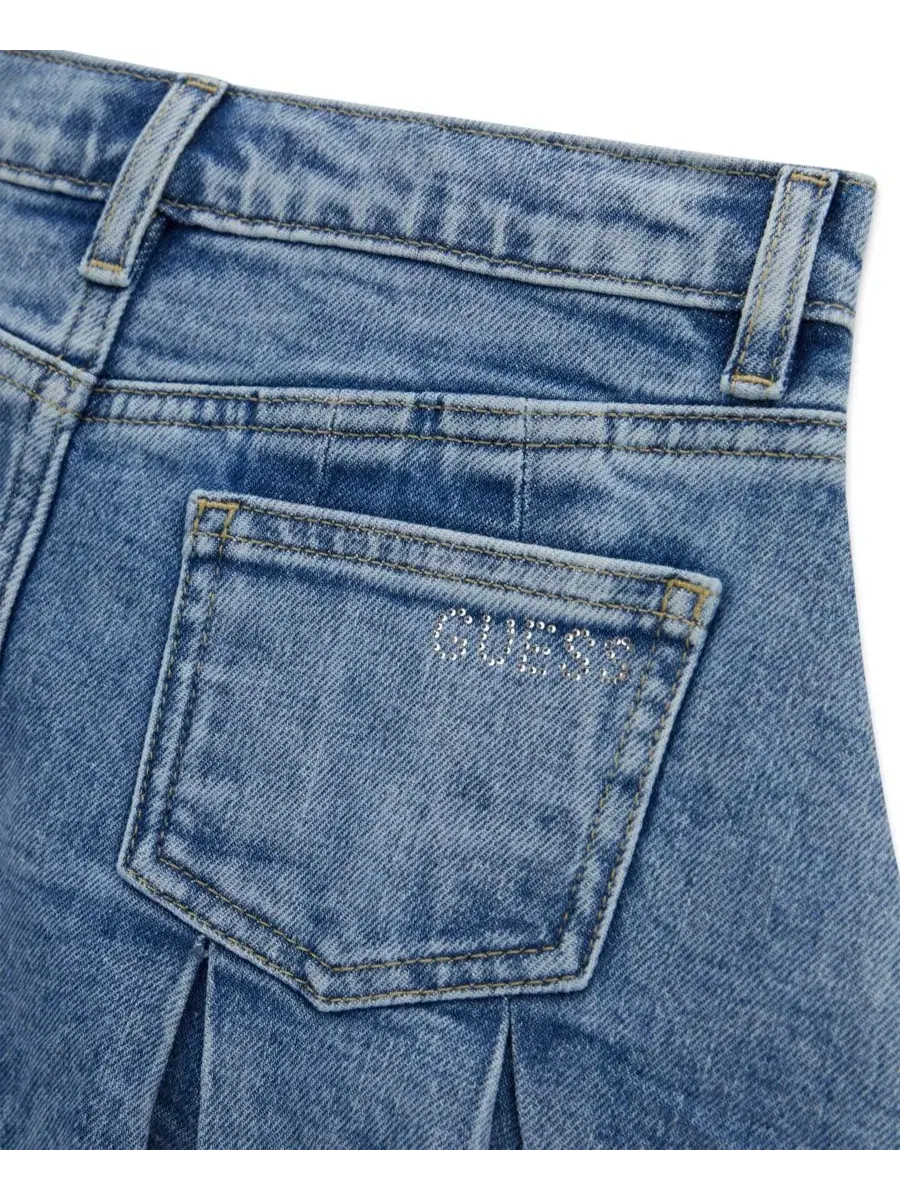 Юбка-миди джинсовая с коробчатой плиссировкой и заниженной талией GUESS — 4