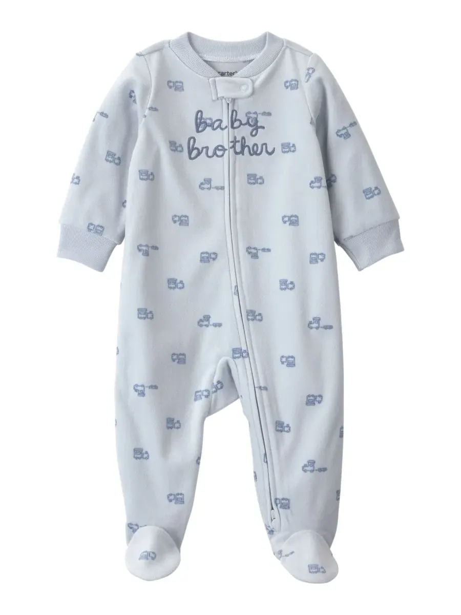 Комбинезон для сна с ножками на молнии, флисовый, с длинным рукавом, Baby Brother Fleece Carter's