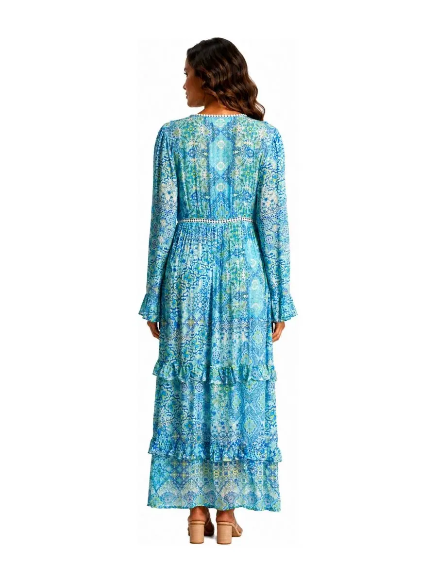 Женский комплект купальника и пляжной накидки с принтом La Moda Clothing — изображение 3 из 3, синий мульти