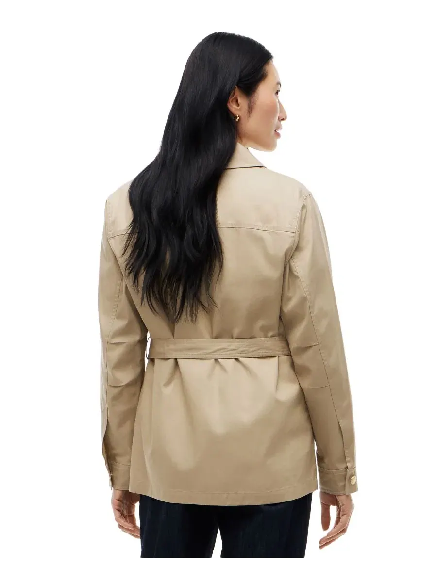 Женское хлопковое пальто с поясом, модель Collared Utility Field Jacket Tommy Hilfiger — изображение 4 из 4, бежевый