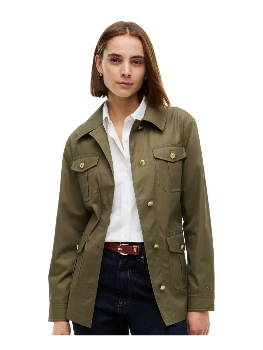 Полевая куртка из хлопка с воротником и съемным поясом Tommy Hilfiger — изображение 1 из 4, оливковый