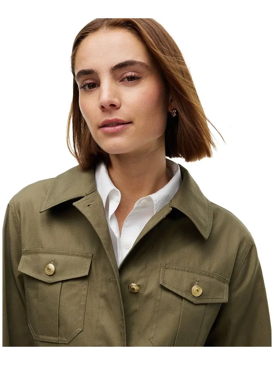Полевая куртка из хлопка с воротником и съемным поясом Tommy Hilfiger — изображение 3 из 4, оливковый