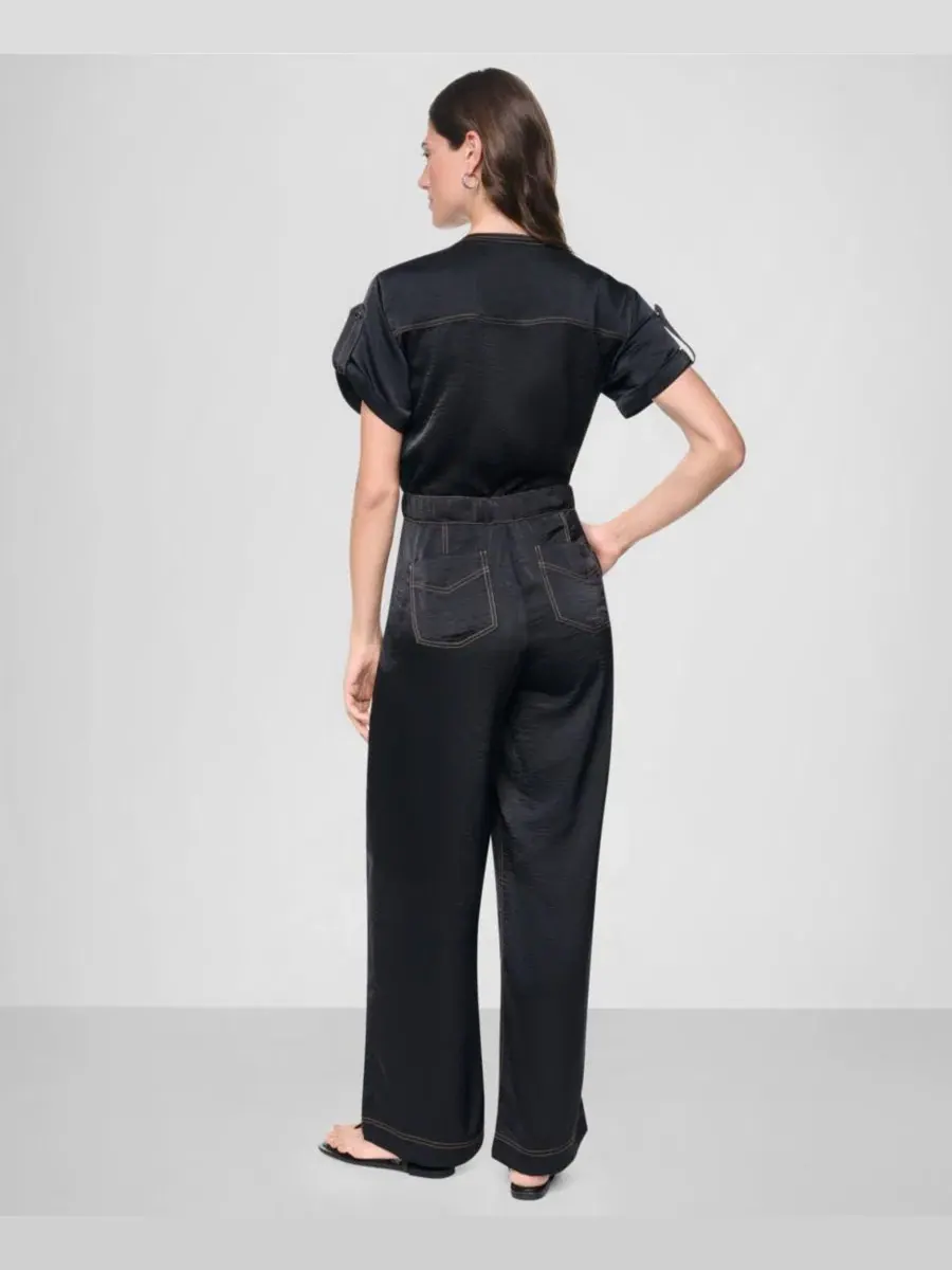 Комбинезон с контрастной отстрочкой и коротким рукавом DKNY — изображение 5 из 5, черный