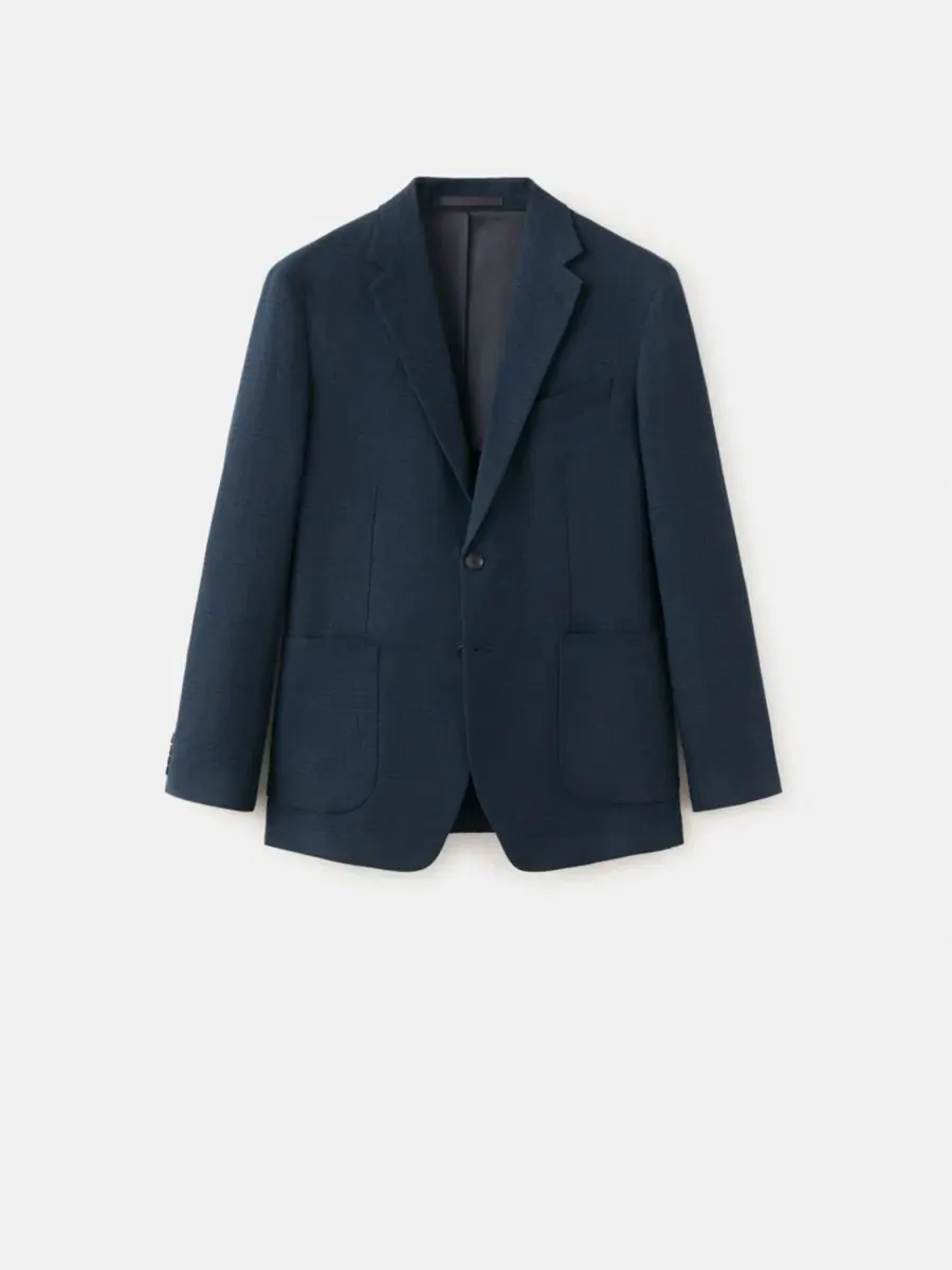 Мужской пиджак с принтом в полоску, Slim Fit MANGO — изображение 2 из 7, темно-синий