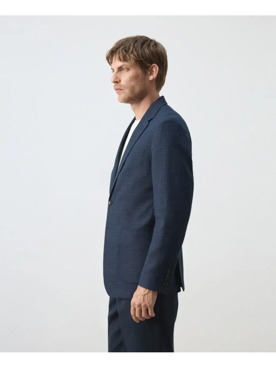 Мужской пиджак с принтом в полоску, Slim Fit MANGO — изображение 4 из 7, темно-синий