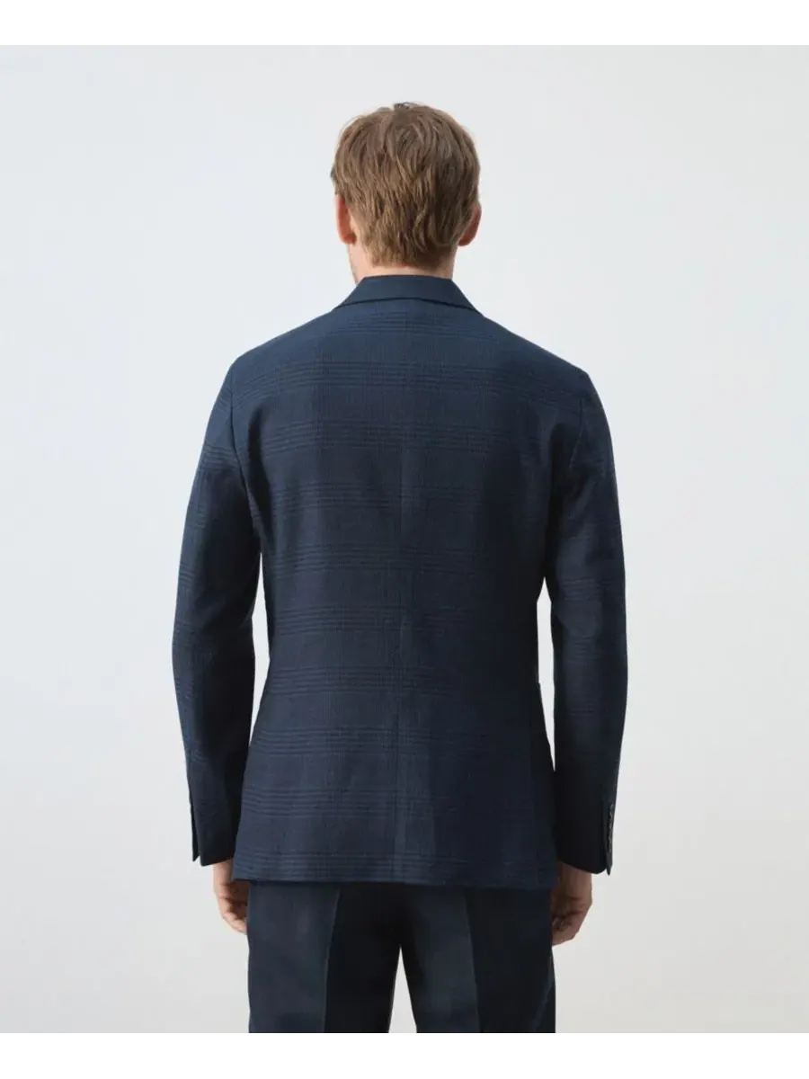 Мужской пиджак с принтом в полоску, Slim Fit MANGO — изображение 6 из 7, темно-синий