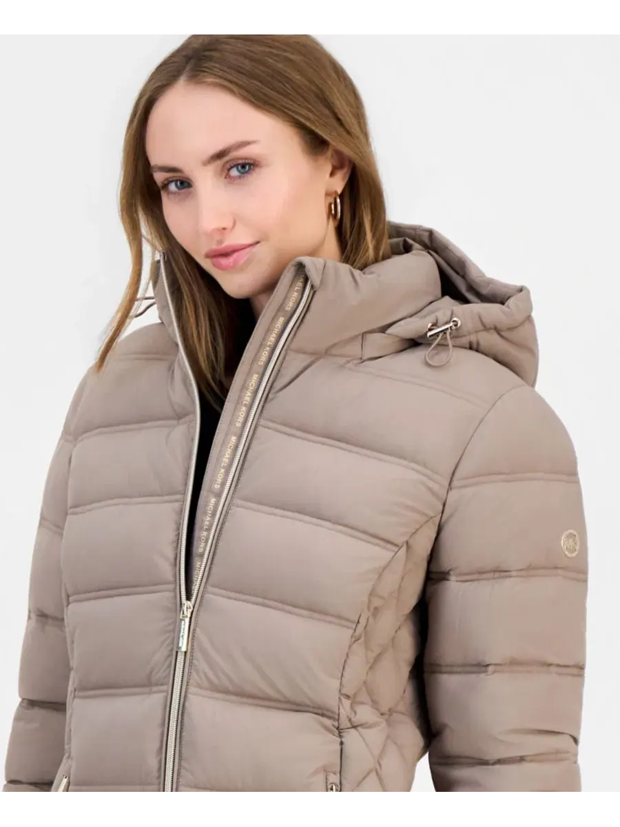 Женское пуховое пальто с капюшоном Michael Kors — изображение 3 из 3, тауп