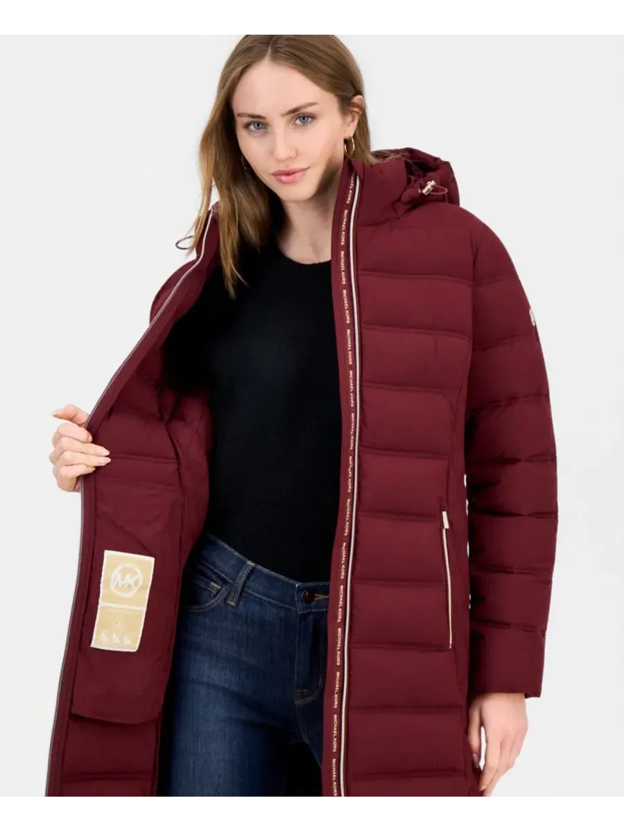 Женское пуховик-парка с капюшоном Michael Kors — изображение 4 из 5, глубокий красный