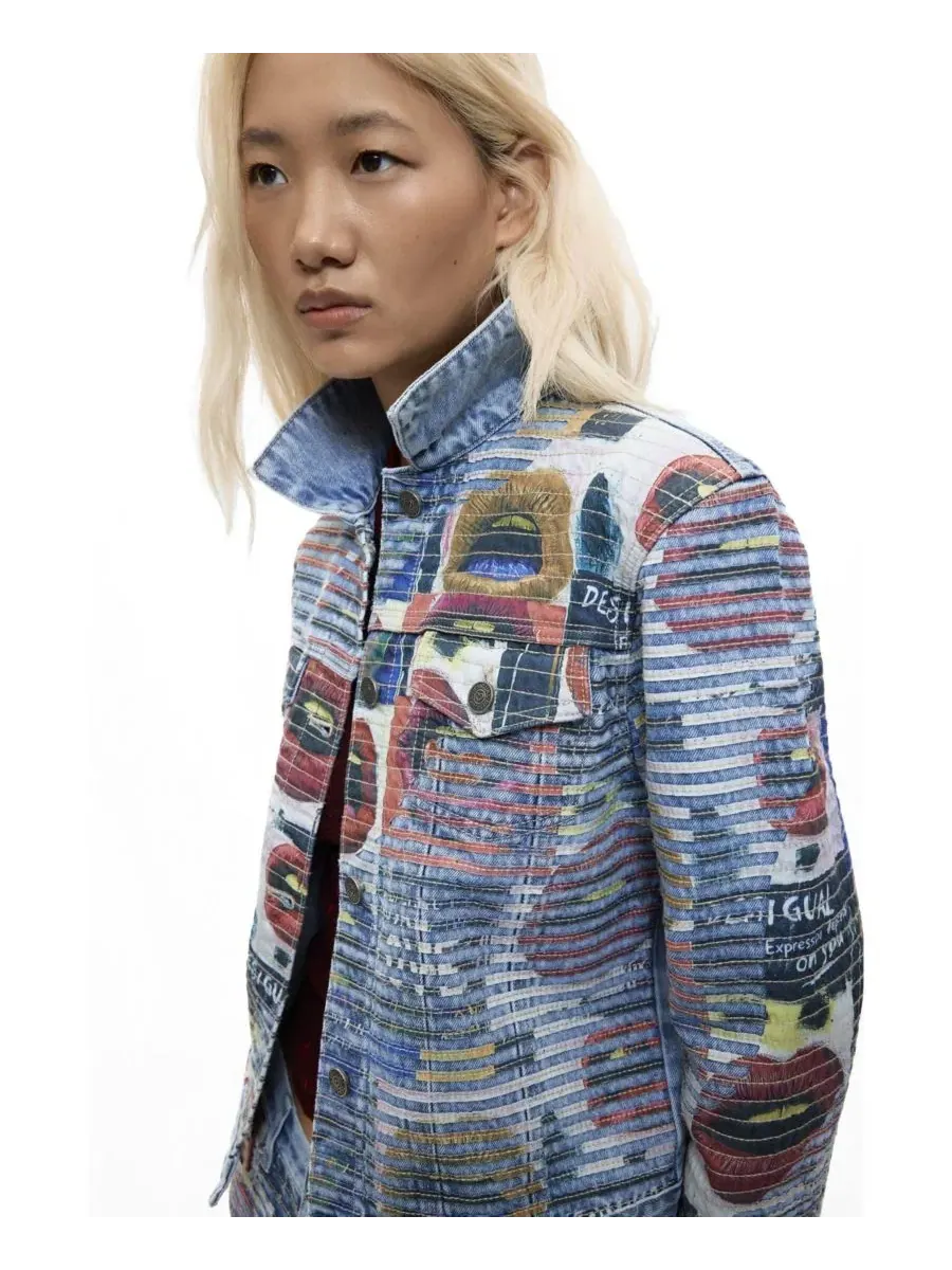 Джинсовая куртка с графическим принтом Desigual — изображение 3 из 6, синий
