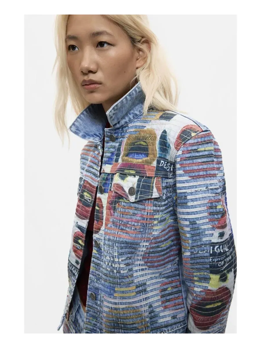 Джинсовая куртка с графическим принтом Desigual — изображение 4 из 6, синий