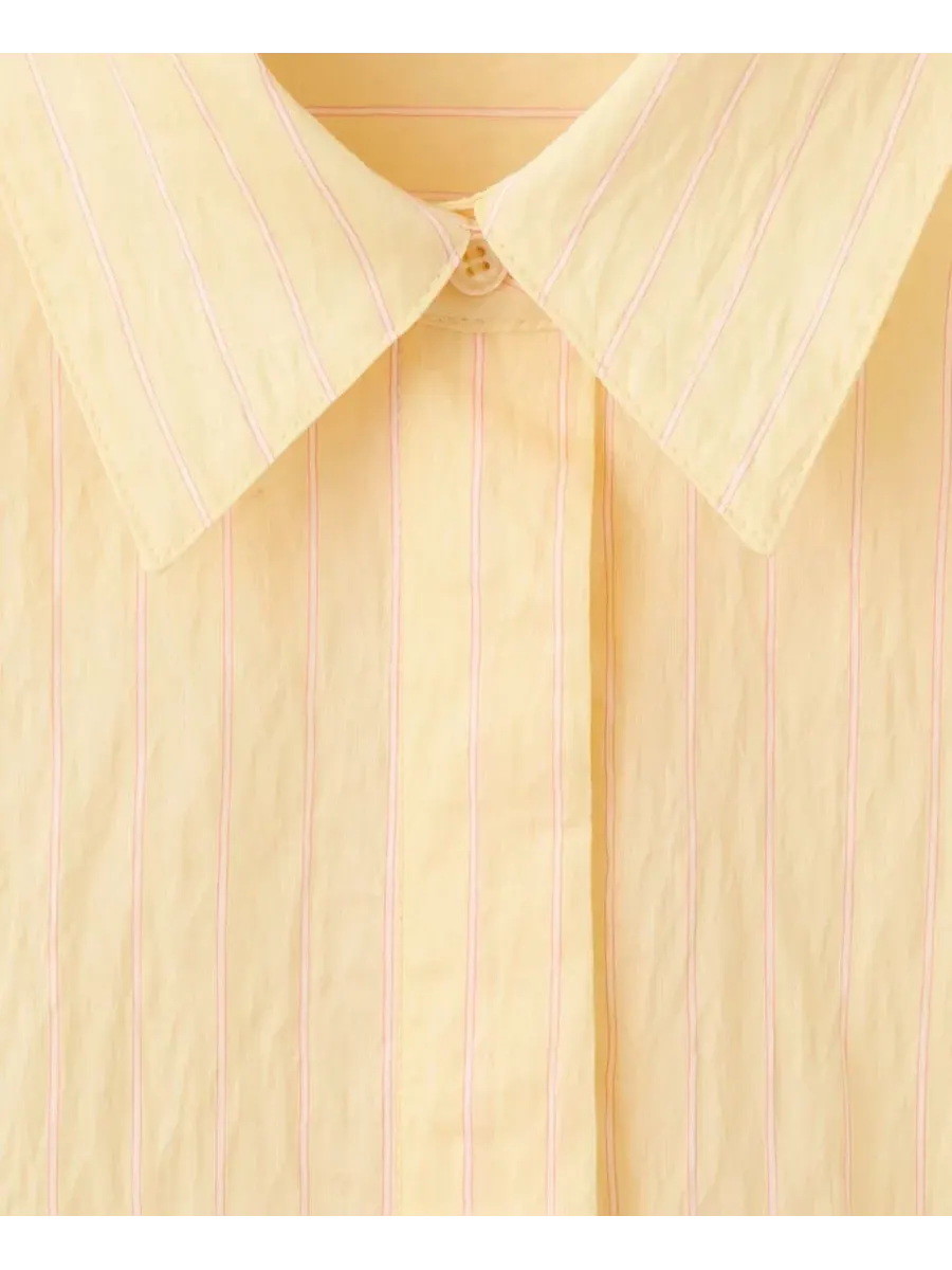 Блузка с длинным рукавом в полоску Lyocell Striped Blouse With Bow Detail MANGO — изображение 6 из 8, желтый