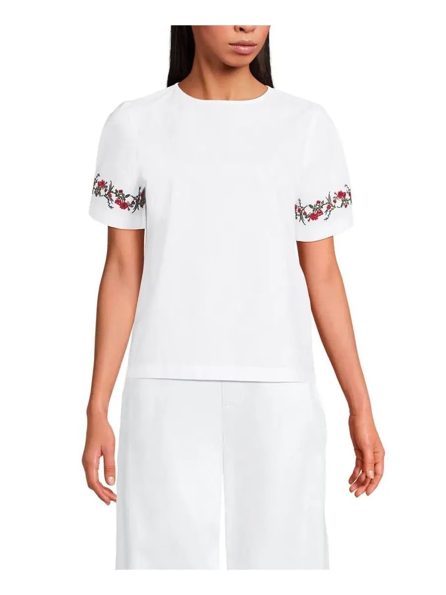 Женская рубашка-поло из хлопка с вышивкой Eyelet T-Shirt Lands' End