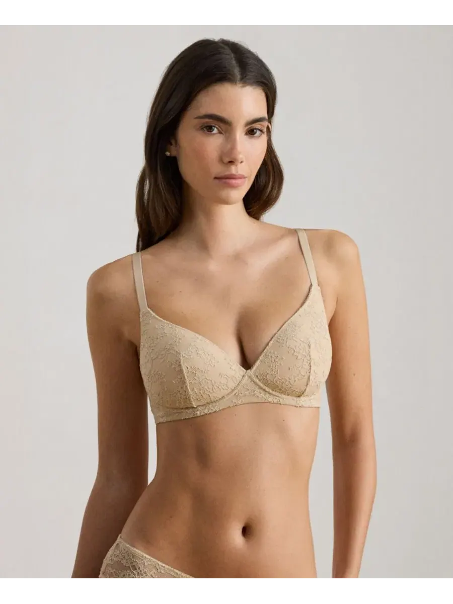 Бюстгальтер-бралетт с кружевом, на бретелях Lauren Ralph Lauren, Light Truffle
