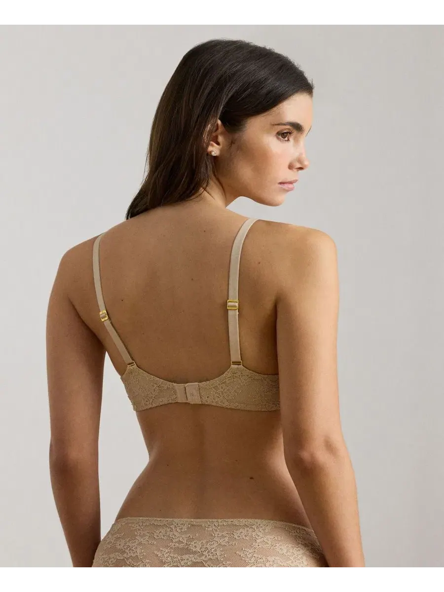 Бюстгальтер-бралетт с кружевом, на бретелях Lauren Ralph Lauren, Light Truffle — изображение 3 из 6