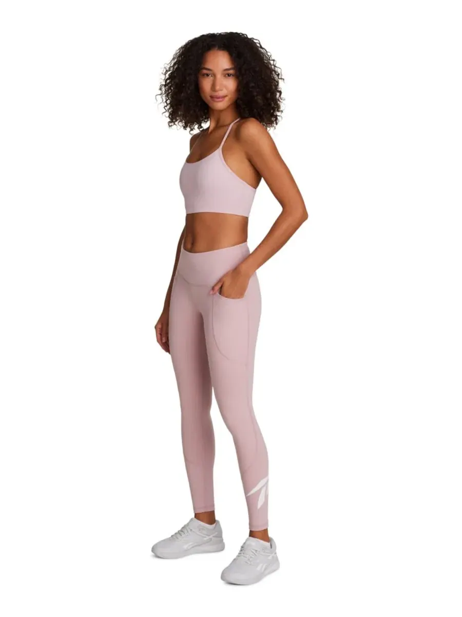 Женские спортивные брюки средней посадки, облегающего кроя Reebok, Muted Mauve — изображение 3 из 8