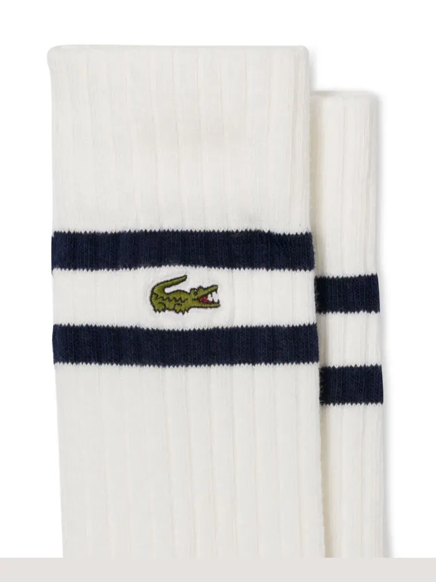 Мужские носки Lacoste средней высоты, комплект из 2 пар, с вышитым крокодилом — изображение 3 из 3, синий/белый