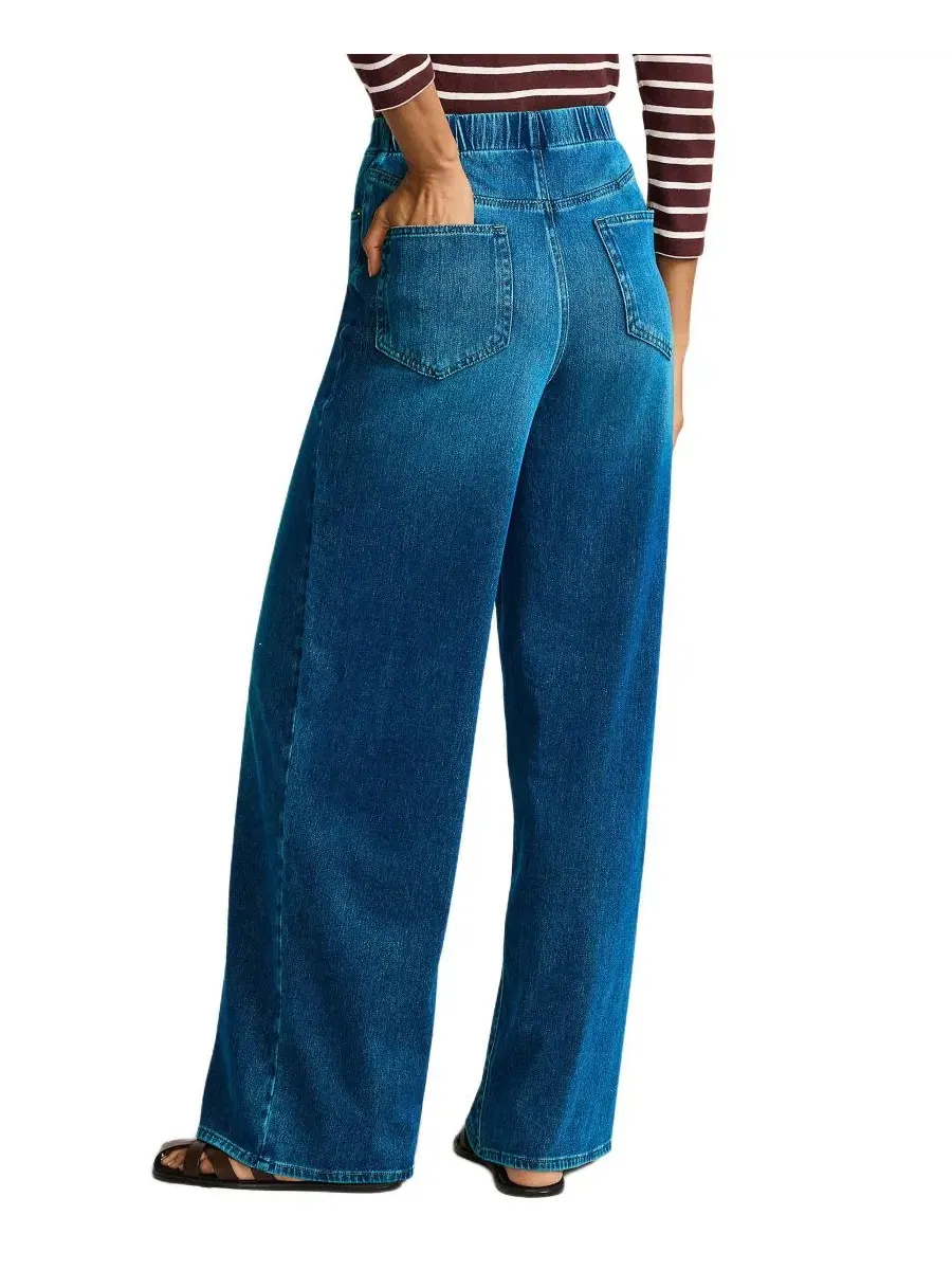 Женские джинсы Starfish Denim с высокой посадкой и широкими штанинами Lands' End — изображение 2 из 4, индиго синий