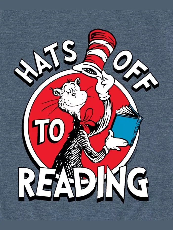 Футболка с принтом "Hats Off to Reading" для мальчиков старшего возраста Dr. Seuss — изображение 3 из 3, синий