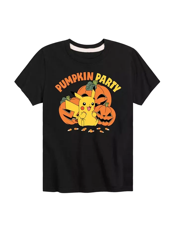 Футболка с принтом Pokémon Big Boys Pumpkin Party Pokemon — черный