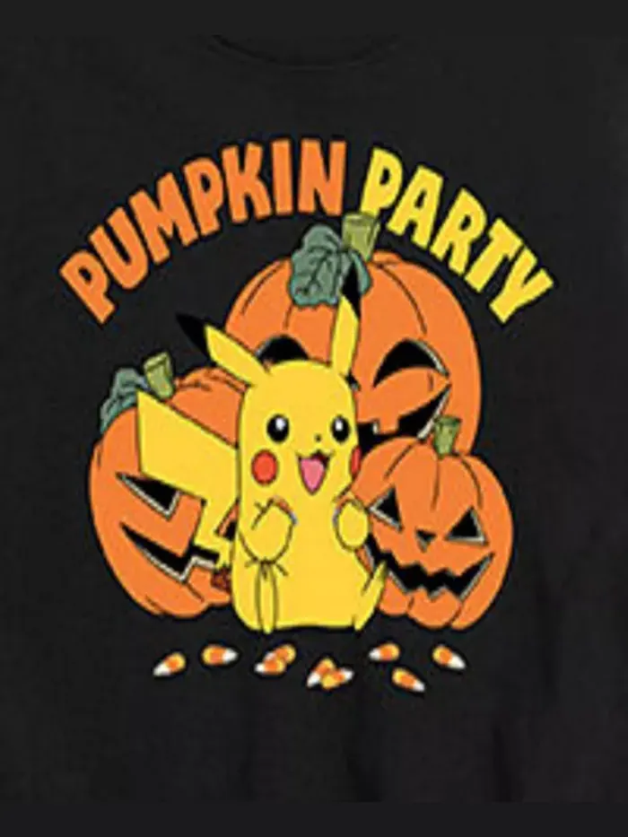 Футболка с принтом Pokémon Big Boys Pumpkin Party Pokemon — изображение 3 из 3, черный
