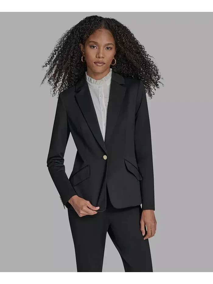 Женская куртка с подкладкой на плечах и одной пуговицей BCBG — изображение 3 из 7, черный