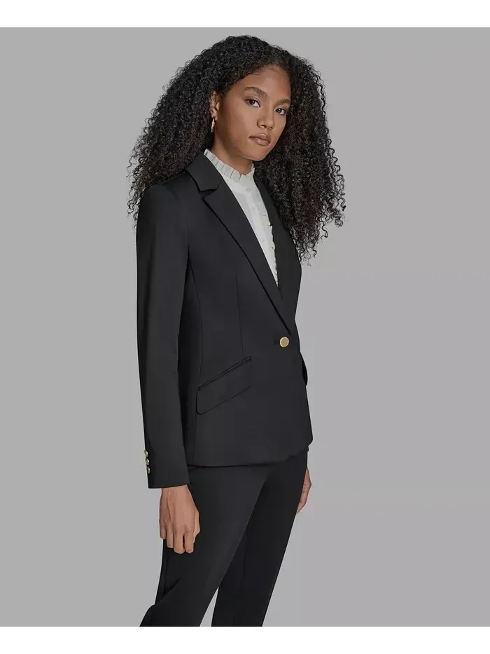 Женская куртка с подкладкой на плечах и одной пуговицей BCBG — изображение 4 из 7, черный