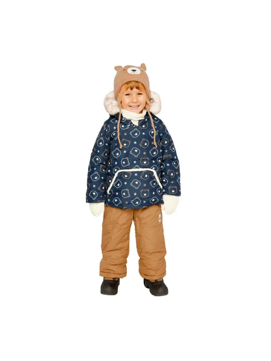 Детский зимний комплект из куртки и полукомбинезона с принтом Teddy Bears Deux par Deux — изображение 4 из 7, синий