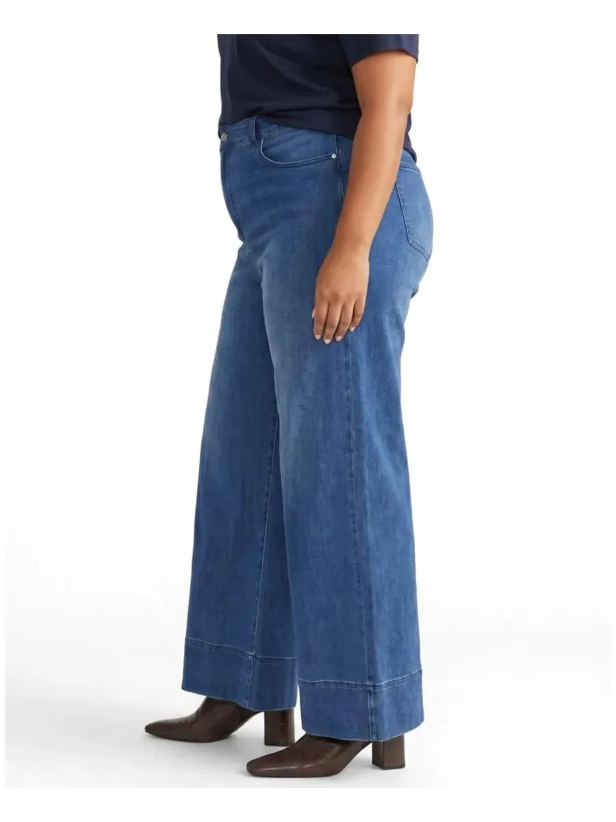 Джинсы с высокой посадкой и широкими штанинами Carrie High Rise Wide Leg True Blue — изображение 2 из 3, синий