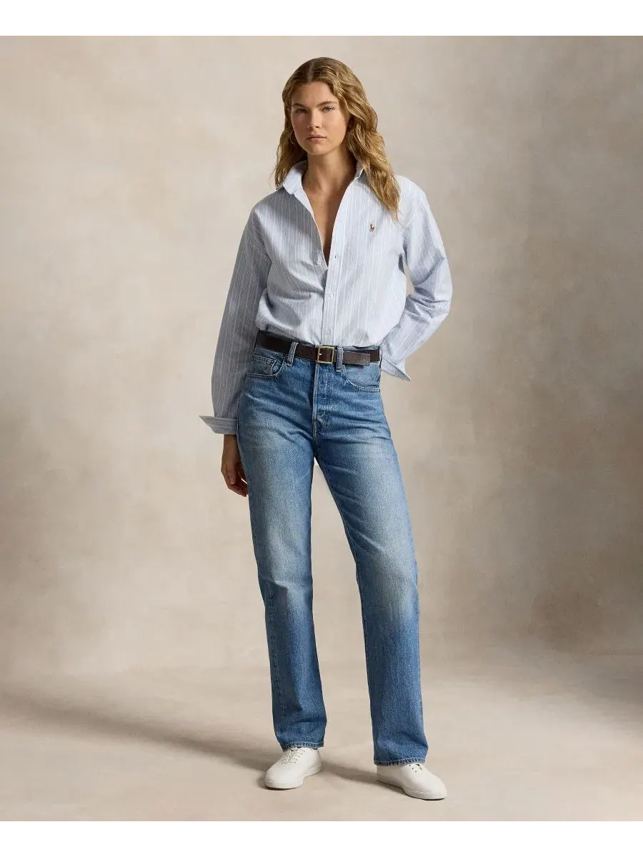 Женская рубашка с воротником свободного кроя Polo Ralph Lauren — изображение 2 из 5, синий мульти