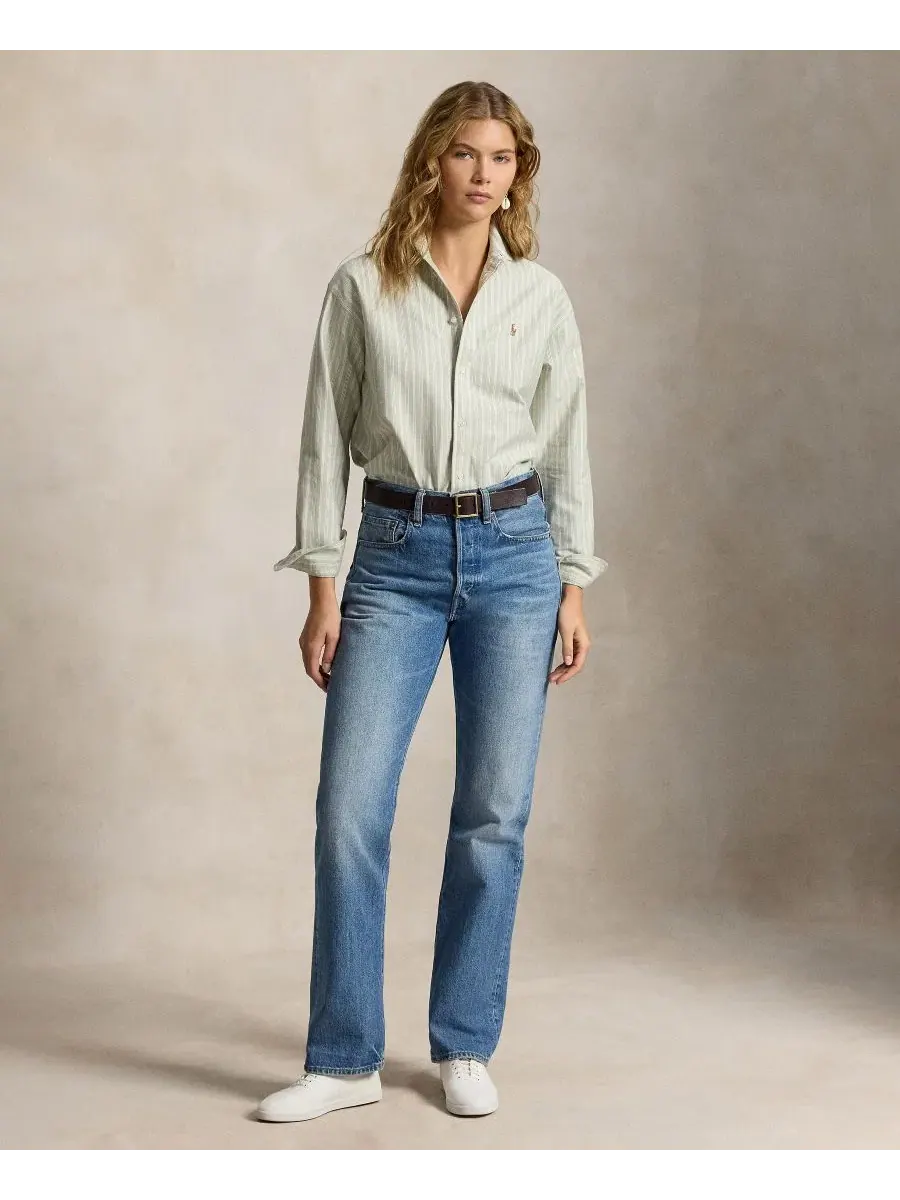 Женская рубашка с воротником свободного кроя Polo Ralph Lauren — изображение 2 из 6, зеленый розовый