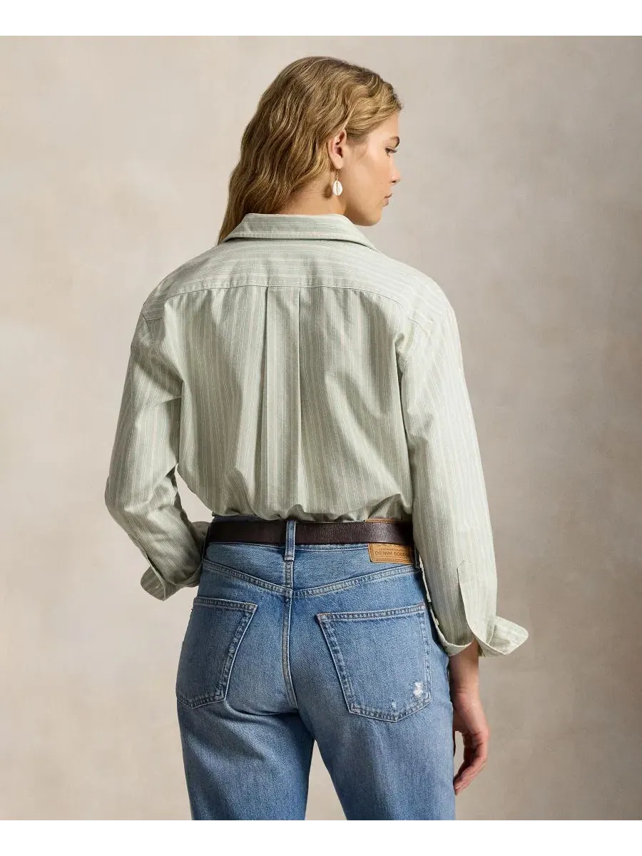 Женская рубашка с воротником свободного кроя Polo Ralph Lauren — изображение 5 из 6, зеленый розовый