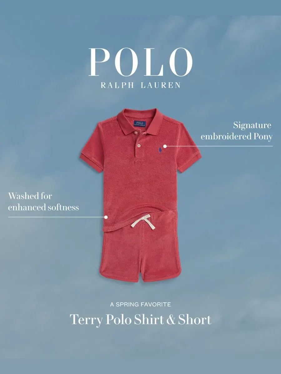 Комплект из поло и шорт с коротким рукавом Polo Ralph Lauren — изображение 4 из 4, красный