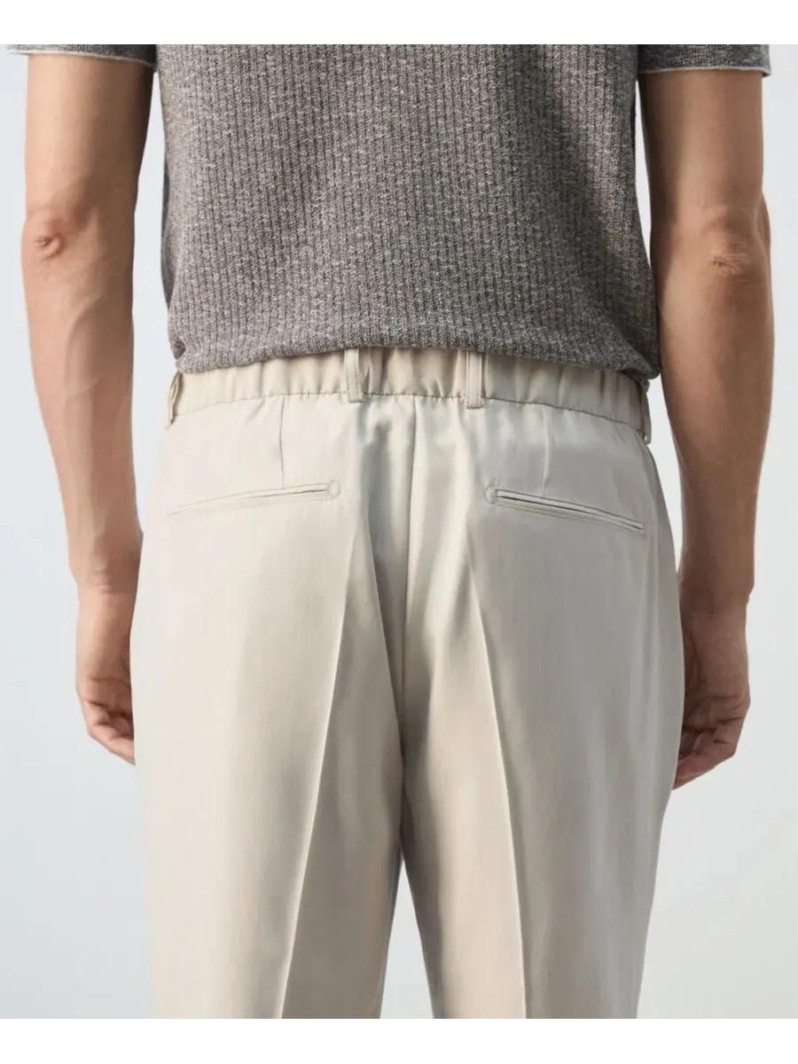 Брюки классические прямые с защипами, модель Regular-Fit Pleated MANGO — изображение 6 из 7, слоновая кость белый