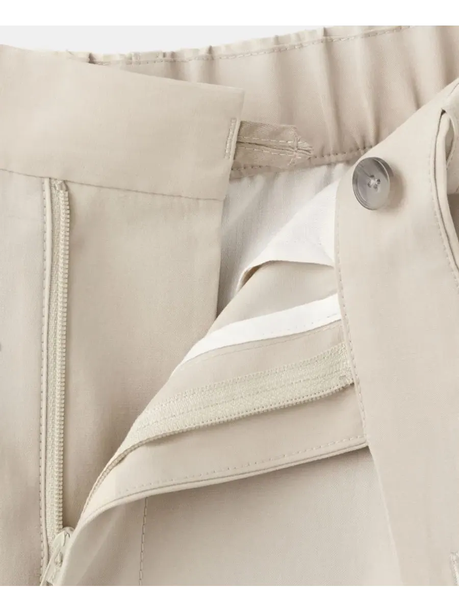Брюки классические прямые с защипами, модель Regular-Fit Pleated MANGO — изображение 7 из 7, слоновая кость белый