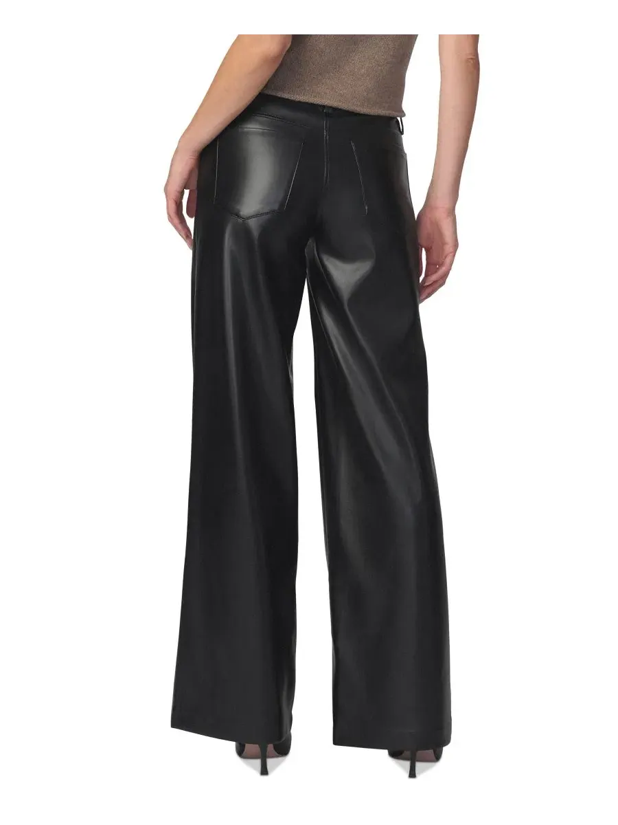Брюки широкие из экокожи с высокой посадкой Lou Lou Faux Leather Wide-Leg Joe's Jeans — изображение 5 из 6, черный