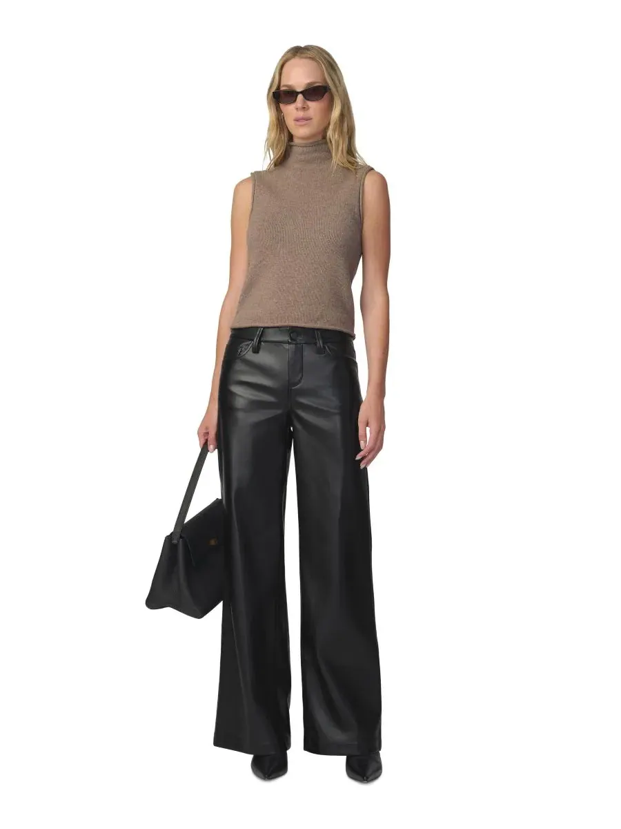 Брюки широкие из экокожи с высокой посадкой Lou Lou Faux Leather Wide-Leg Joe's Jeans — изображение 6 из 6, черный