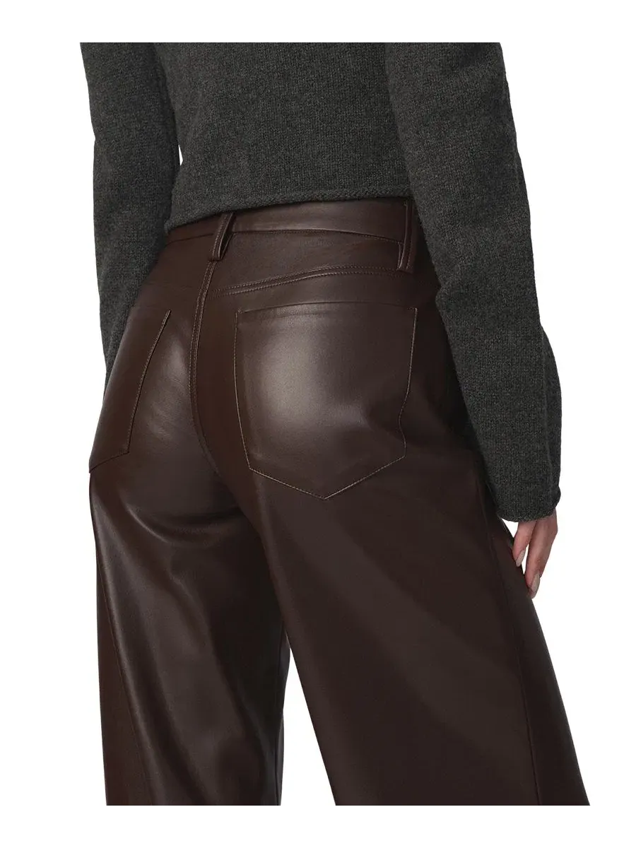 Штаны с широкими штанинами из кожзама Lou Lou Joe's Jeans — изображение 4 из 6, коричневый